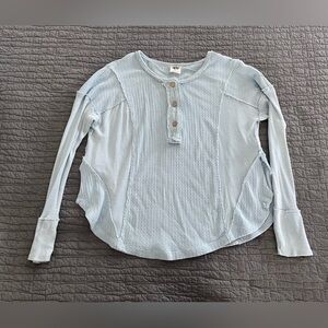 We The Free Light Blue Long Sleeve Henley Top - Size M